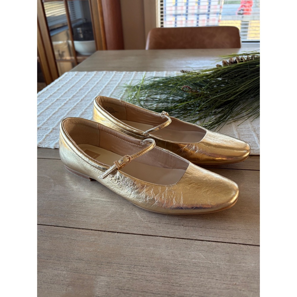 Dolce Vita Aileen Ballet Flat Mary Jane Shoes Metallic Leather Gold Women's 7.5 - Picture 9 of 10